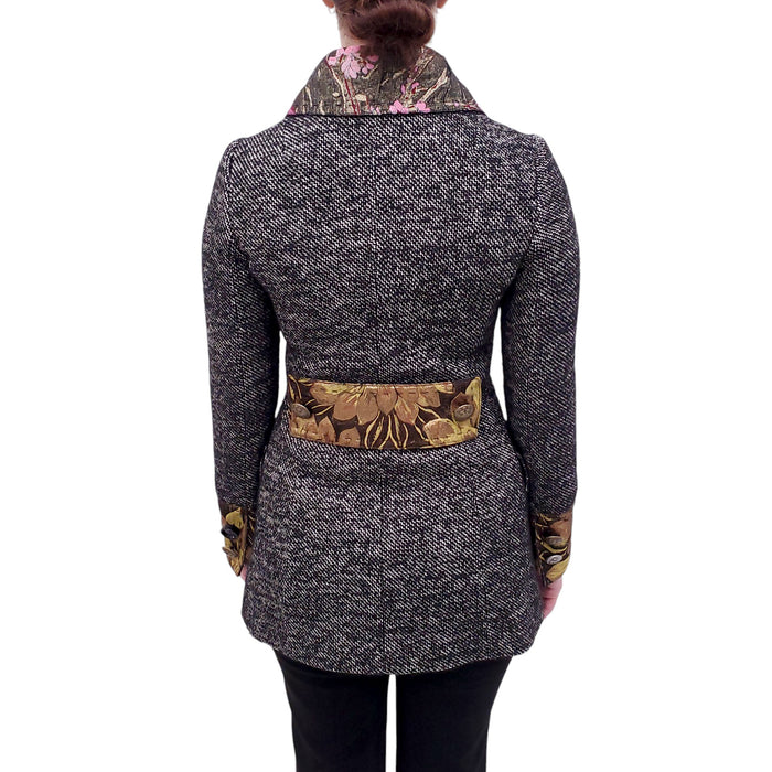 DOLCE & GABBANA TWEED JACQUARD COAT WITH MISMATCHED BUTTONS - SIZE 36