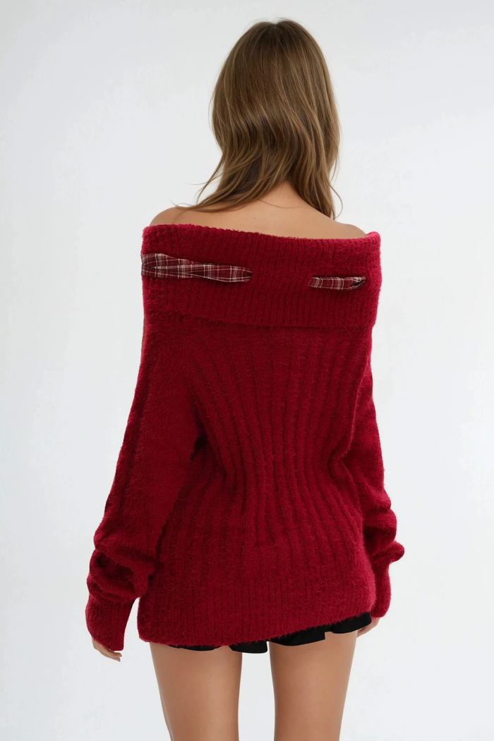 Domitille Off Shoulder Bow Knit Top