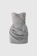 Donatas Strapless Ruch Mini Dress In Grey