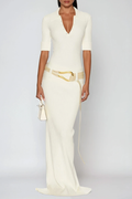 Dorinel V Neck Knit Skirt Set
