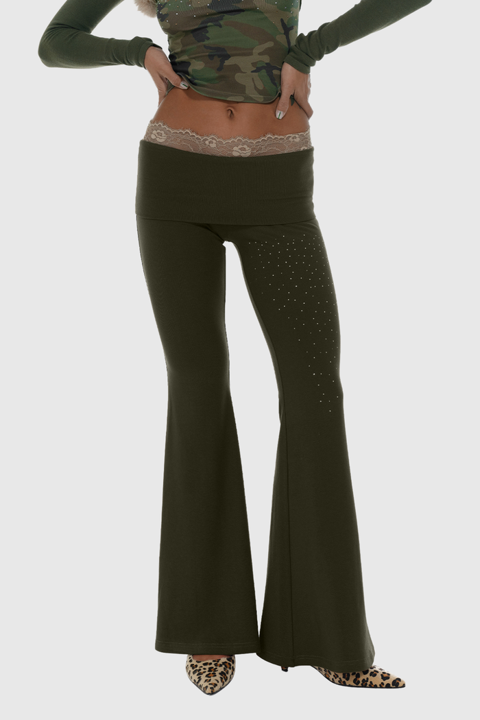 Dorita Deconstruct Rhinestone Lace Pants