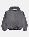 DOUBLE C STARS ZIP JACKET HEAVY GREY DENIM - washed grey denim zip jacket, front view - Cold Culture