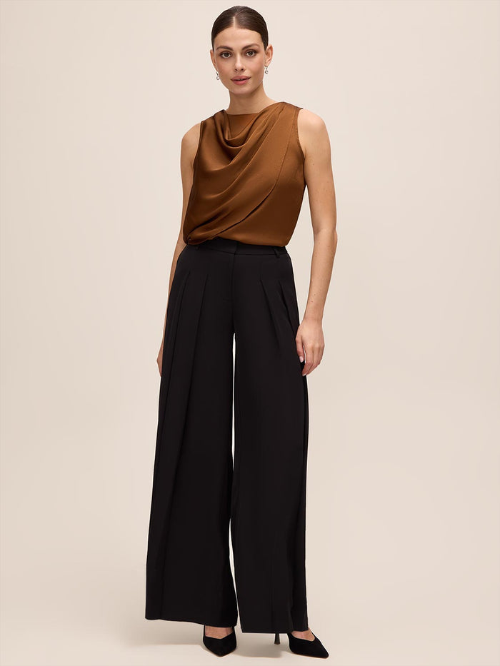 Bronze Draped Cowl Shell Top - Full Body View - Le Chateau