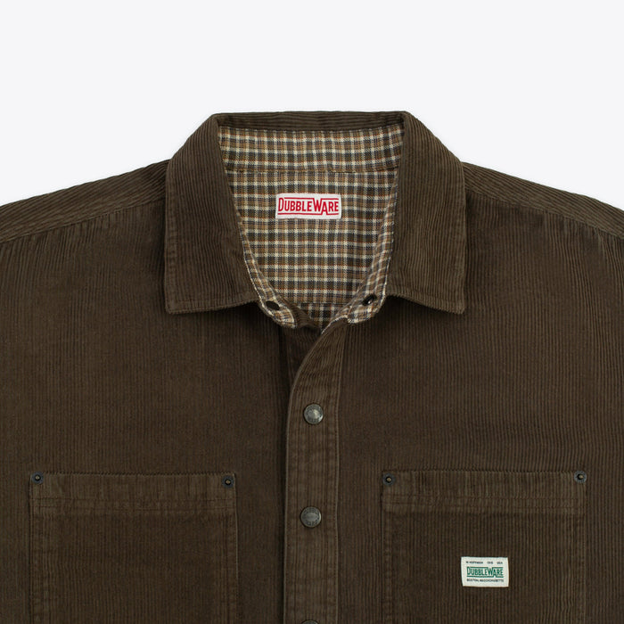 Dubbleware Lined Snap Overshirt - Brown Corduroy