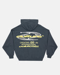 DYNAMIC HOODIE DARK BLUE - dark navy graphic print hoodie, back view - Cold Culture
