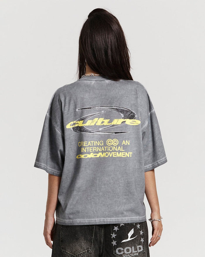 DYNAMIC TEE DYED MID BLUE - COLD CULTURE #woman