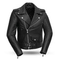 Eagle Leather Bikerlicious women's black leather motorcycle jacket front view