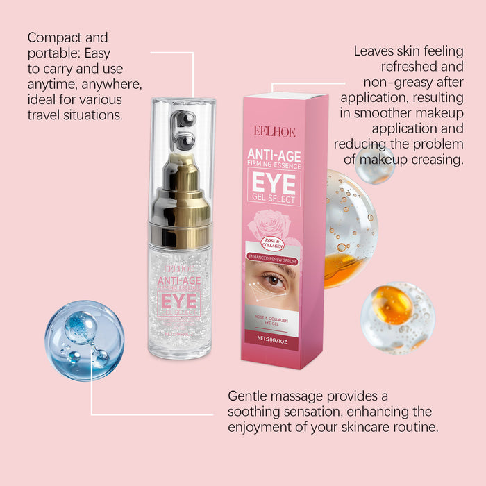 EELHOE Rose & Collagen Hydrating Eye Gel with Roller Applicator, 30 g EELHOE COSMETICS