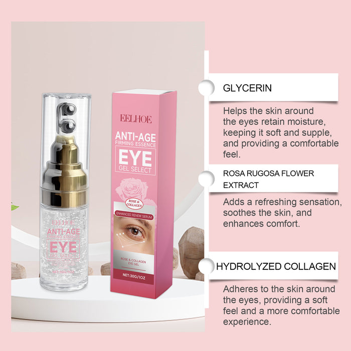 EELHOE Rose & Collagen Hydrating Eye Gel with Roller Applicator, 30 g EELHOE COSMETICS