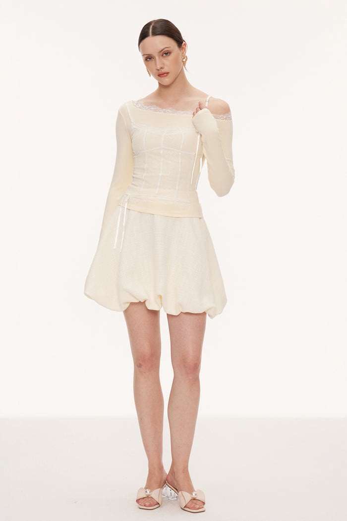 Eini One Shoulder Lace Top In Butter Yellow