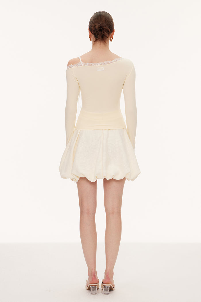 Eini One Shoulder Lace Top In Butter Yellow