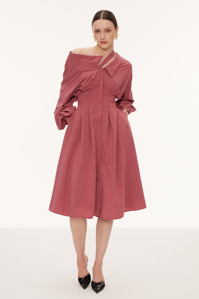 Eino Asymmetric Deconstruct Midi Dress