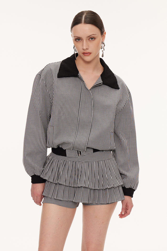 Eira Grid Pleated Skirt Set