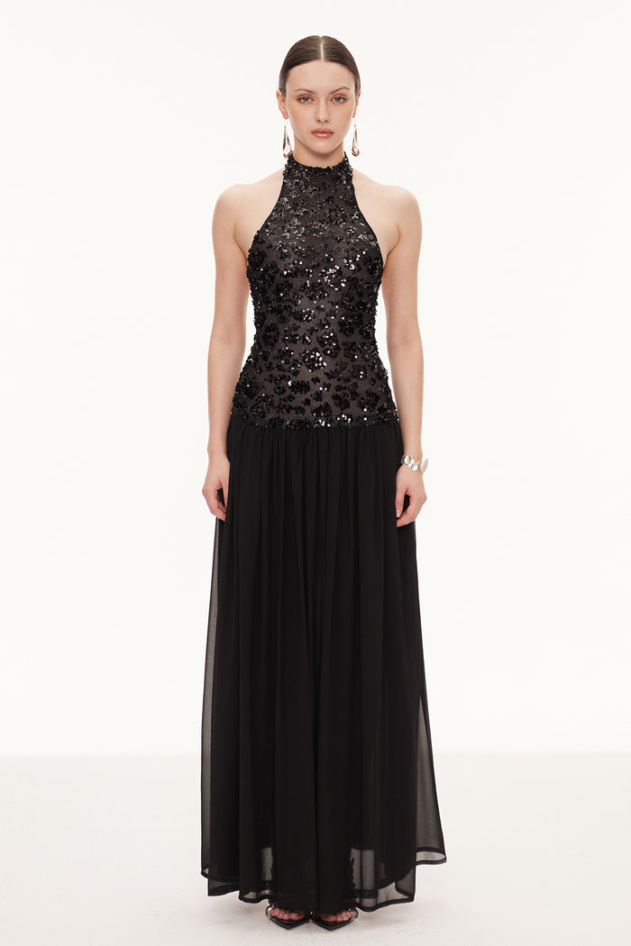 Eivind Tank Top Sequin Mesh Maxi Dress