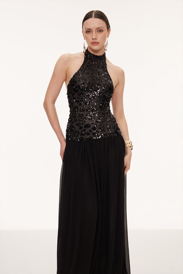 Eivind Tank Top Sequin Mesh Maxi Dress