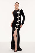 Ejder Asymmetric Bow Split Maxi Dress