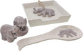 Elephant Collection Matching Gift Set - Ceramic Napkin Holder, Spoon Rest and Salt & Pepper Shakers