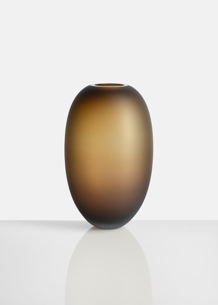 ELLIPSE VASE 01 GLASS SMOKE MATTE