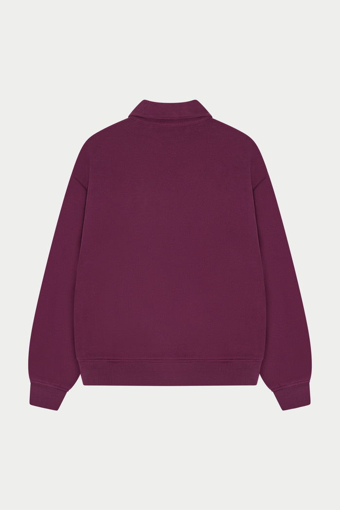 EMBLEM EMBROIDERED RUGBY POLO - PLUM