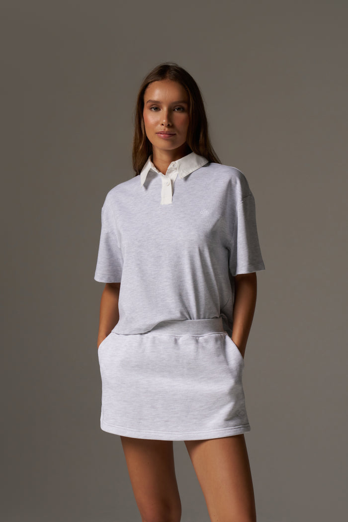 EMBLEM POLO TEE - GREY MARL