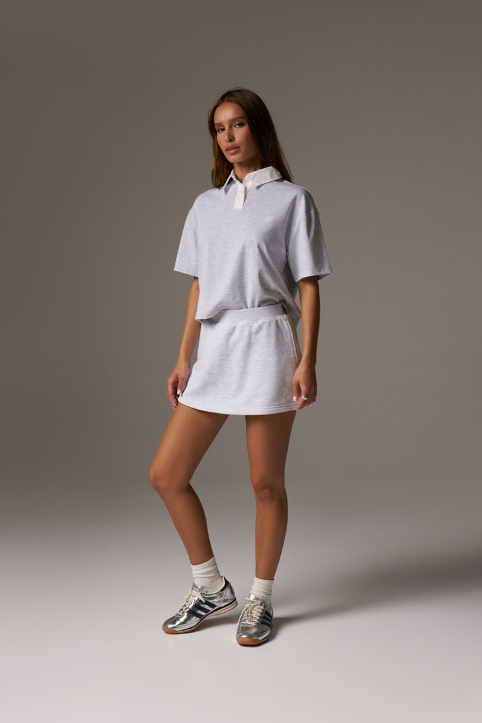 EMBLEM POLO TEE - GREY MARL