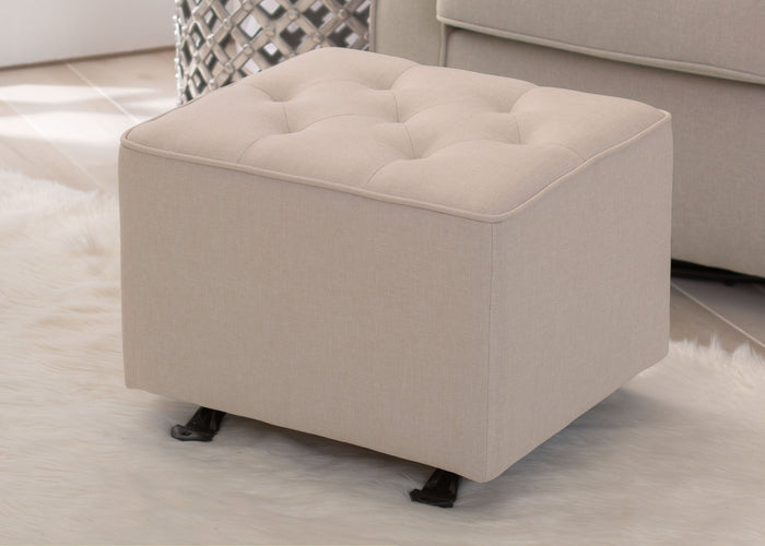 Delta Children Flax (710) Emma Diamond Tufted Nursery Gliding Ottoman, hangtag, b1b