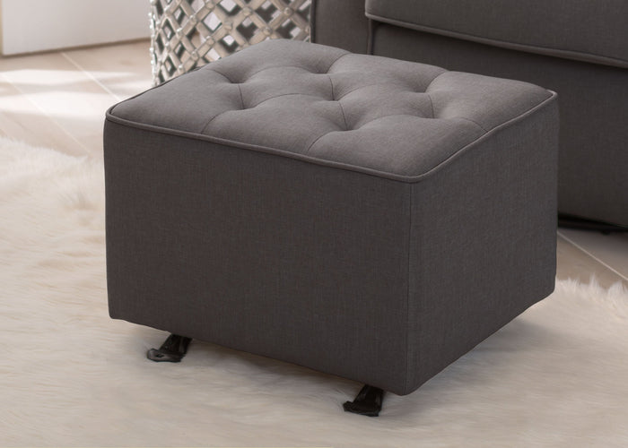 Delta Children Charcoal Grey (931) Emma Diamond Tufted Nursery Gliding Ottoman, hangtag, c1c