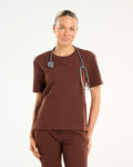 Essential Crewneck Scrub Top - Cocoa