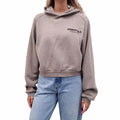 ESSENTIALS TAUPE CROPPED HOODIE - SIZE S