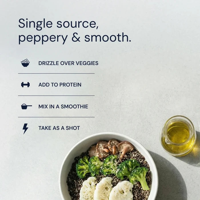 bowl of salad with olive oil dressing  and text on a light background