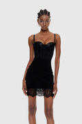 Faizel Spaghetti Corset Lace Mini Dress In Black