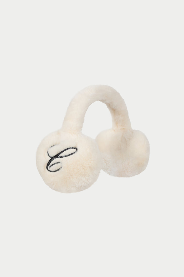 FAUX FUR SINGLE SCRIPT EARMUFFS - CREAM