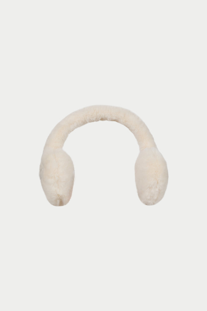 FAUX FUR SINGLE SCRIPT EARMUFFS - CREAM
