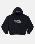 FEELING GOOD TODAY HOODIE BLACK - black oversized hoodie, front view - Cold Culture