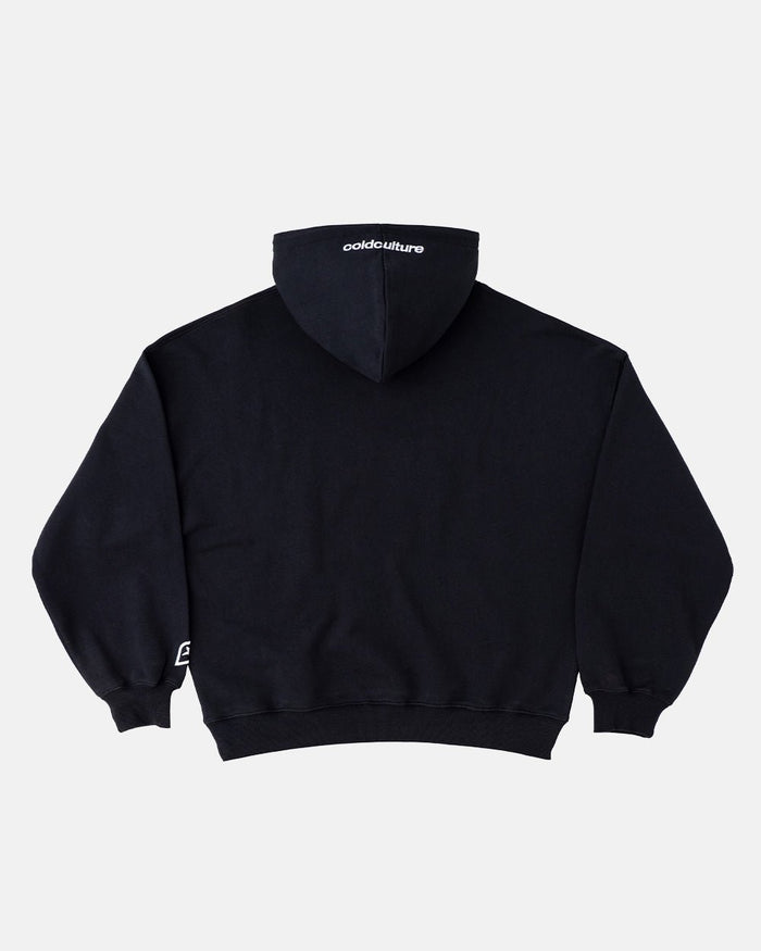 FEELING GOOD TODAY HOODIE BLACK - black oversized hoodie, back view - Cold Culture