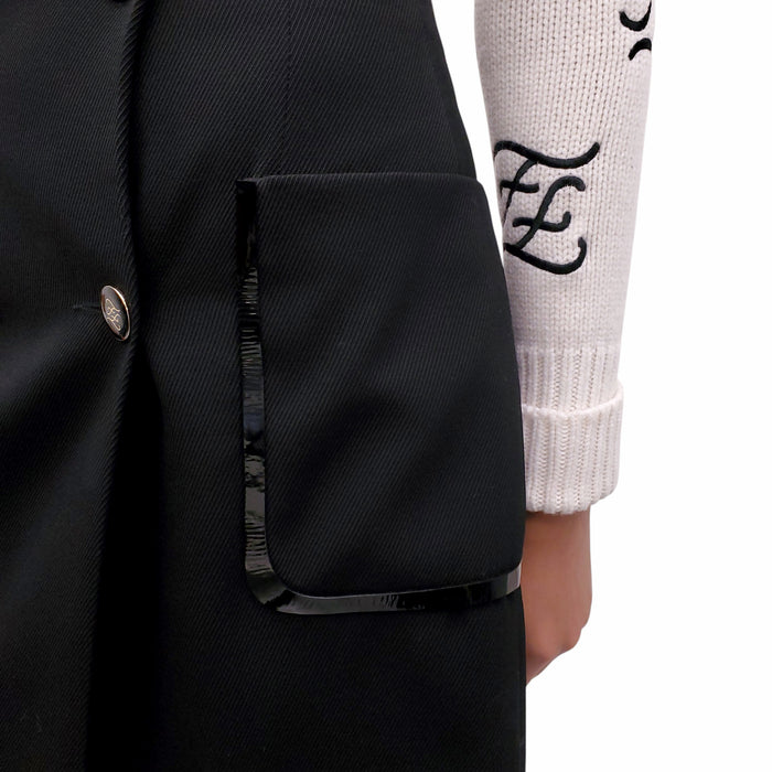 FENDI BLACK SKIRT WITH POCKETS AND LOGO BUTTON DETAILS  - SIZE 42