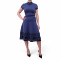 FENDI BLUE SWEATER DRESS WITH VELVET DETAILS  - SIZE M