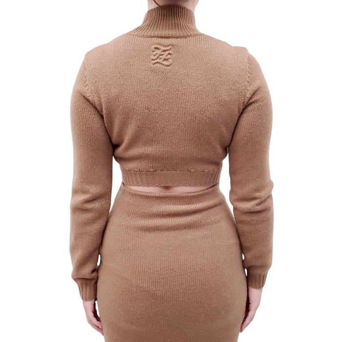 FENDI KHAKI 2-PIECE KNIT SET - SIZE 40