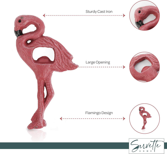 Flamingo Cast Iron Beer Bottle Opener, Pink
