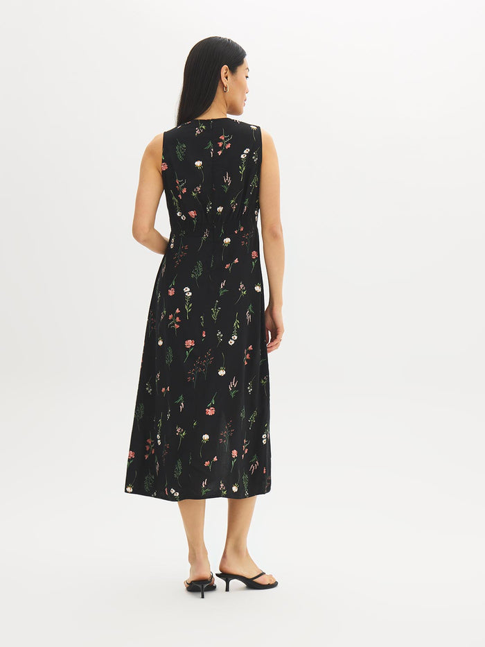 Floral V-Neck Smocked Midi Dress