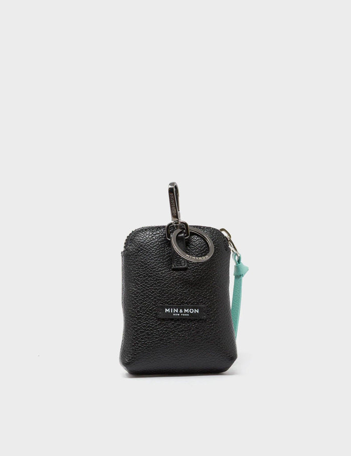 Florence Pouch Charm - Moonwalk Gray Leather Keychain Pigeonista Embroidery