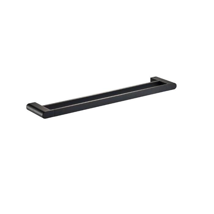 Flores 600 Black Double Towel Rail - Acqua Bathrooms
