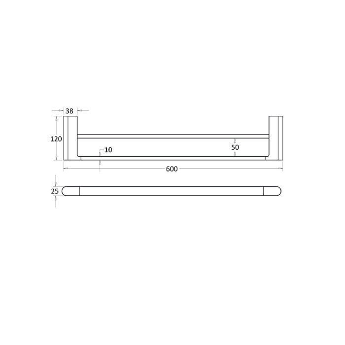 Flores 600 Black Double Towel Rail - Acqua Bathrooms
