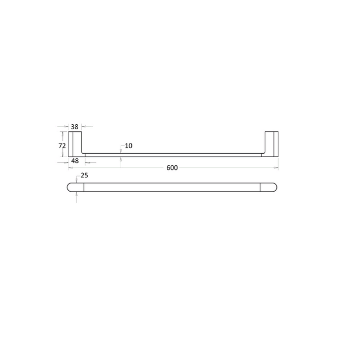Flores 600 Brushed Gold Single Towel Rail - Acqua Bathrooms