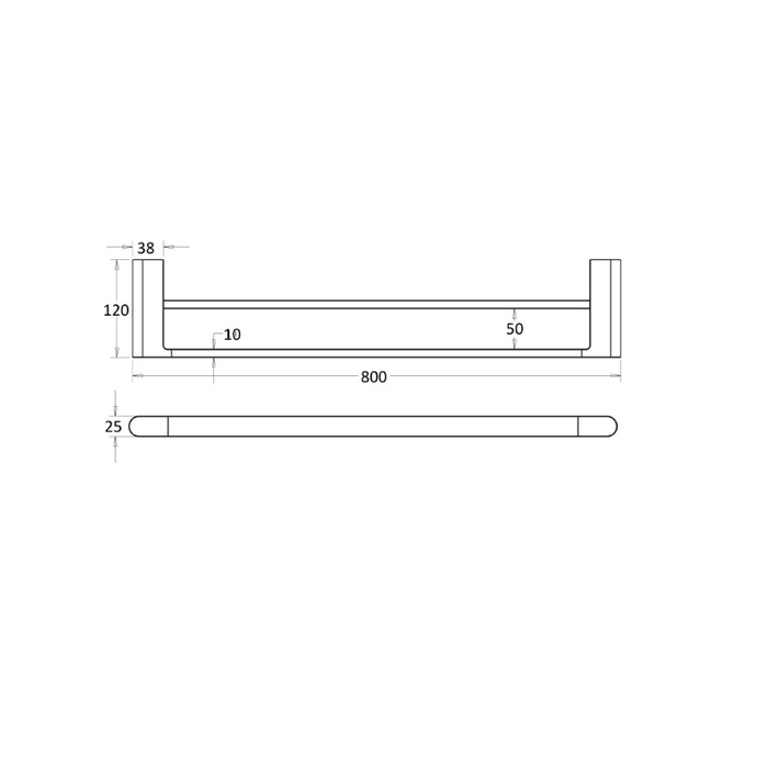 Flores 800 Brushed Gold Double Towel Rail - Acqua Bathrooms