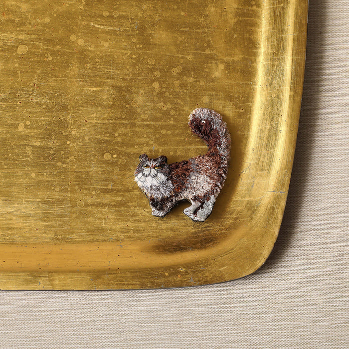 Fluffy cat beaded pin