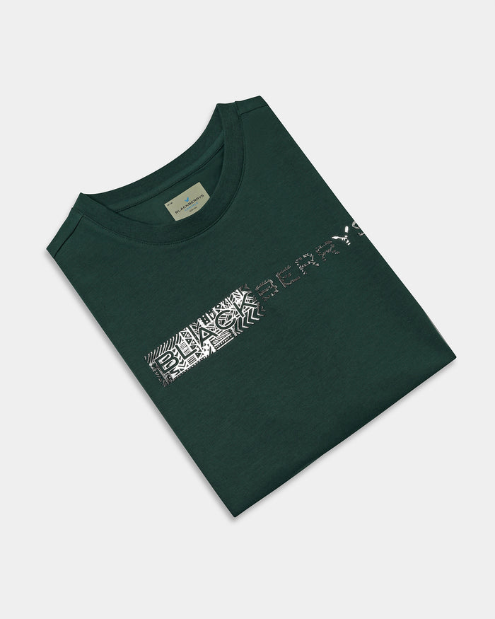 Forest Green Crew Neck Printed T-Shirt - Petunia