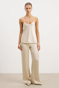 Formal Satin Straight Leg Trousers - Champagne
