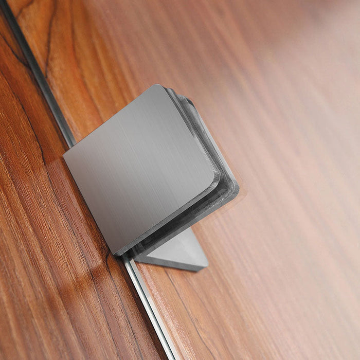 Frameless Brushed Nickel Fixed Panel Shower Screen Curved Edge - Acqua Bathrooms
