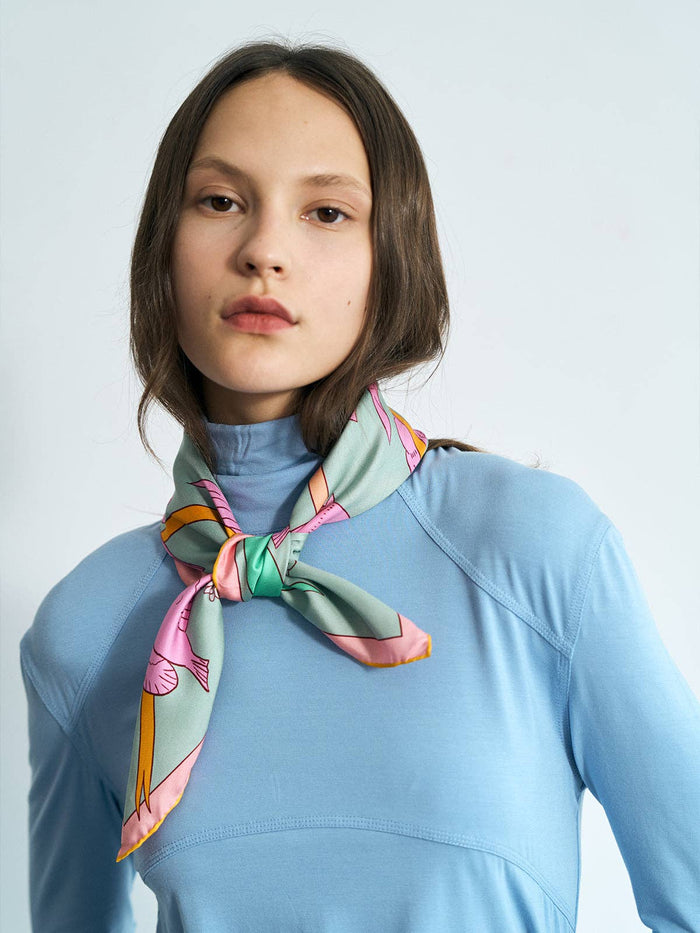 FRIDA x LOST PATTERN "House of Frida" Silk Bandana Scarf - Pink